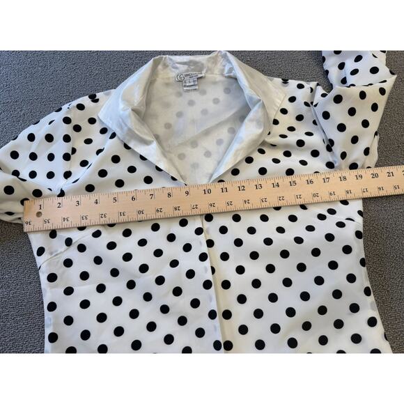 GRACE CHUANG Women's Small Polka Dot Duster Jacket Coat S White Black - Picture 5 of 16